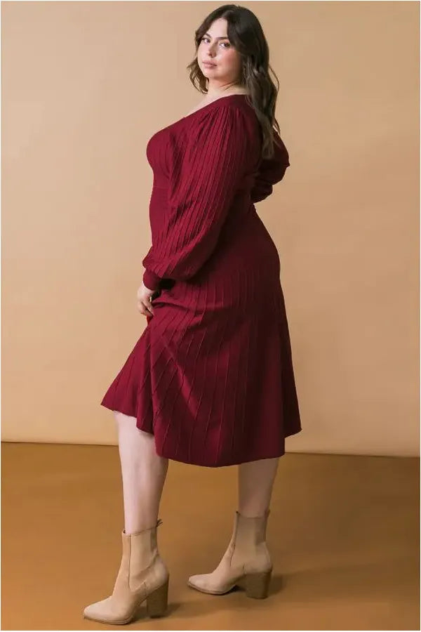 Solid Sweater Knit Midi Dress