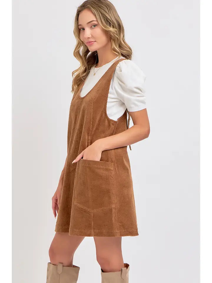 Casual Overall Corduroy Dress