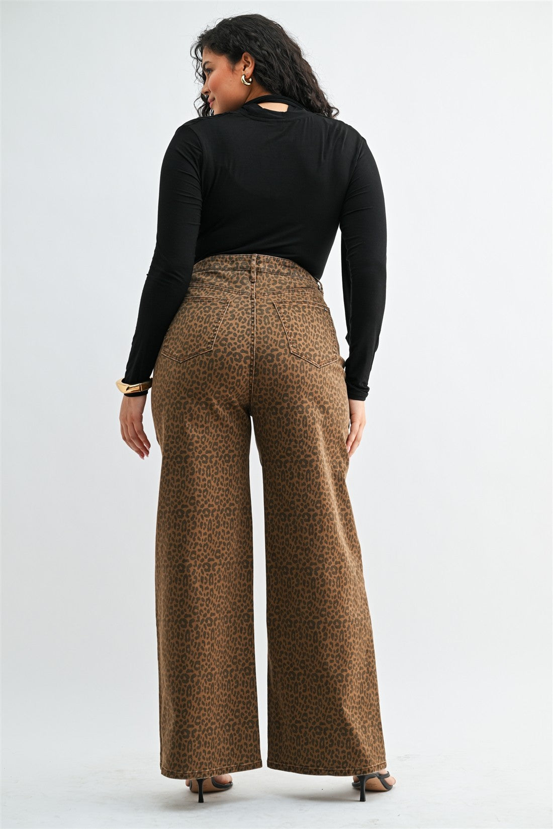 Wild Side Curvy Leopard Wide Leg Jeans by Mica Denim