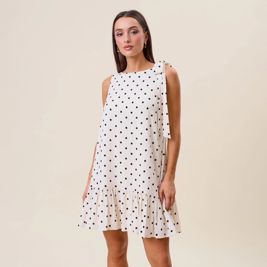 Sweet Spot Polka Bow Mini Dress By Able