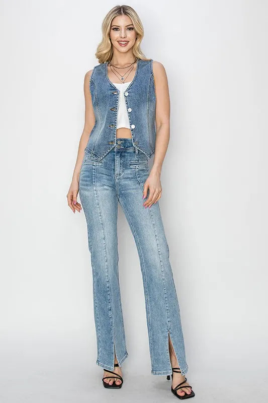 V Neck Button Down Vest By Risen