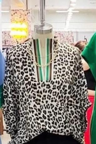 PRE ORDER Leopard Top with Green Neckline Detail