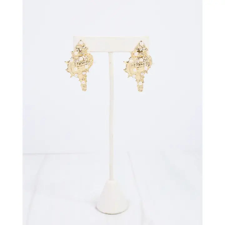 Maria Shell Post Earring Gold By Caroline Hill