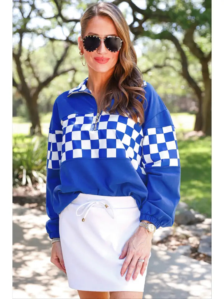 Victory Lap Checkered Pullover By Jess Lea