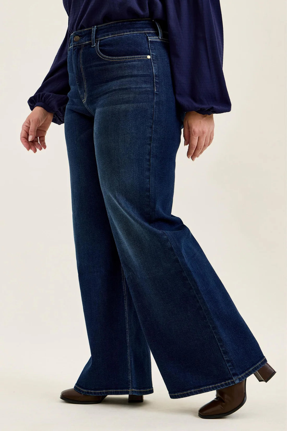Judy Blue High Waist Lux Dark Twighlight Retro Wide Leg Denim Jeans 82748