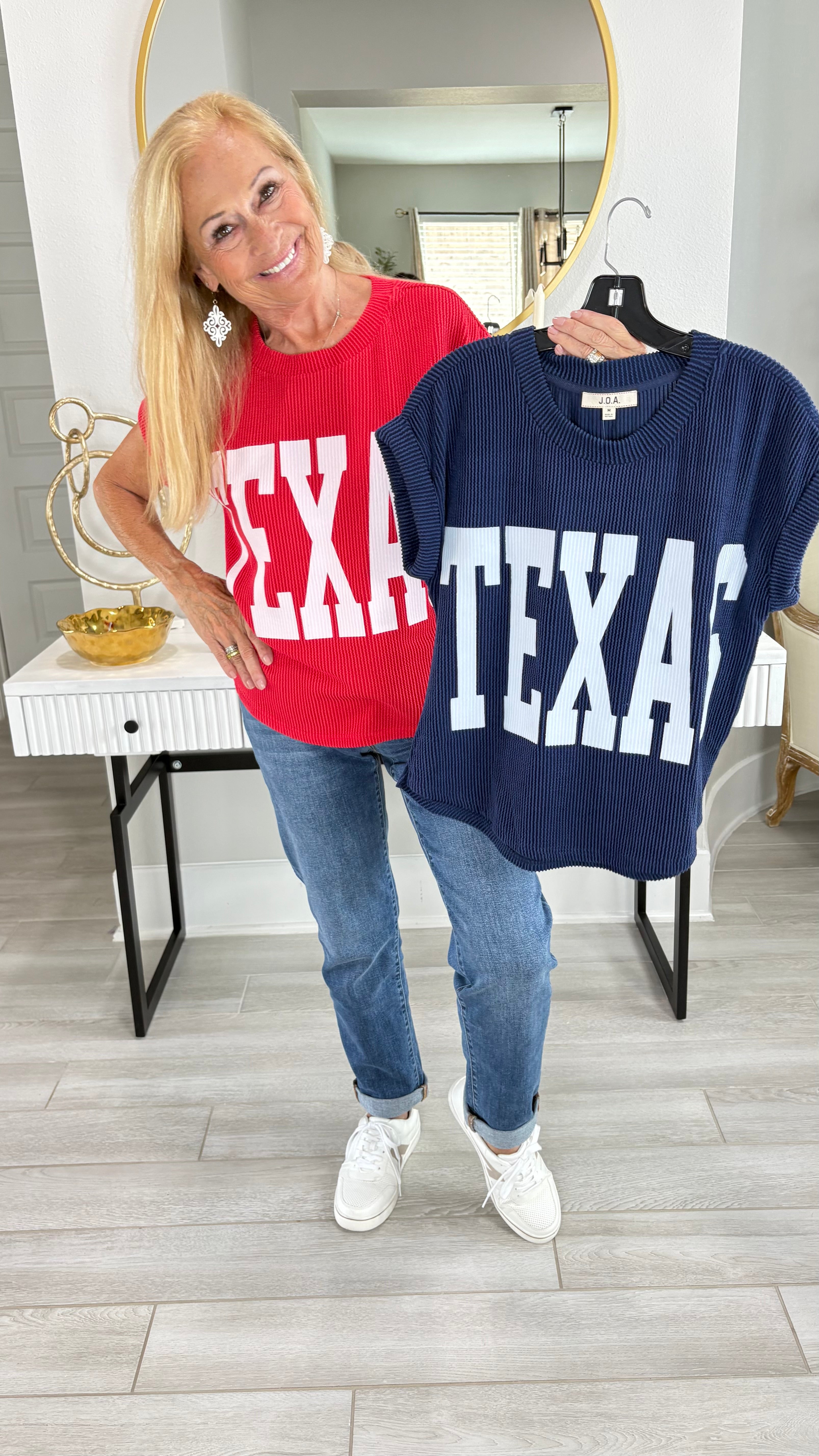 Texas Short Sleeve Sweater Knit T-Shirt By J.O.A