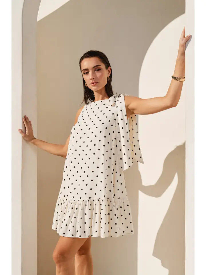 Sweet Spot Polka Bow Mini Dress By Able