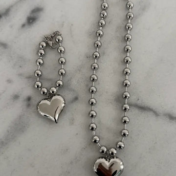Silver Bubble Heart Bracelet by Chansuttpearls