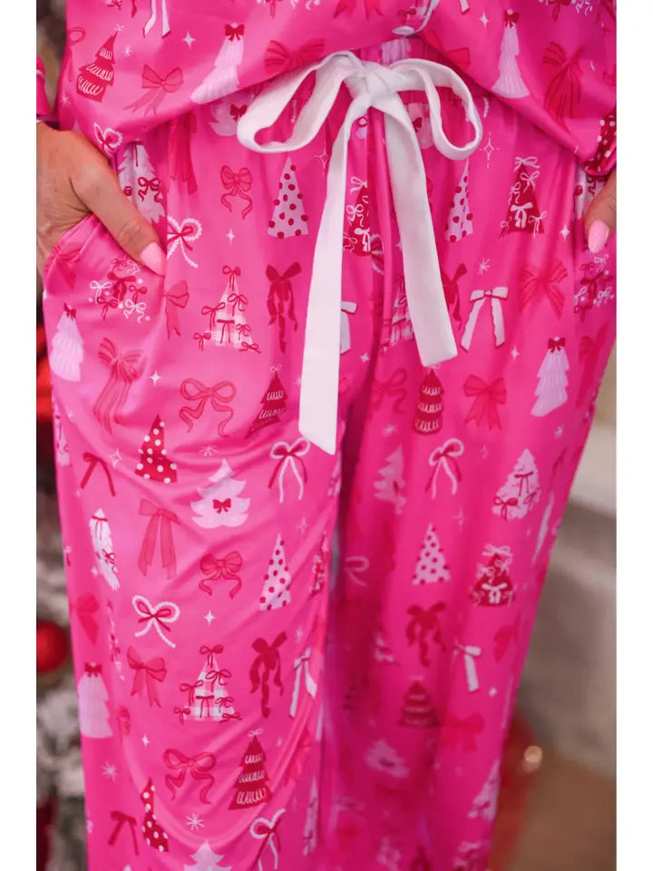 Pink Christmas Dreams Ruffle Pajama Set