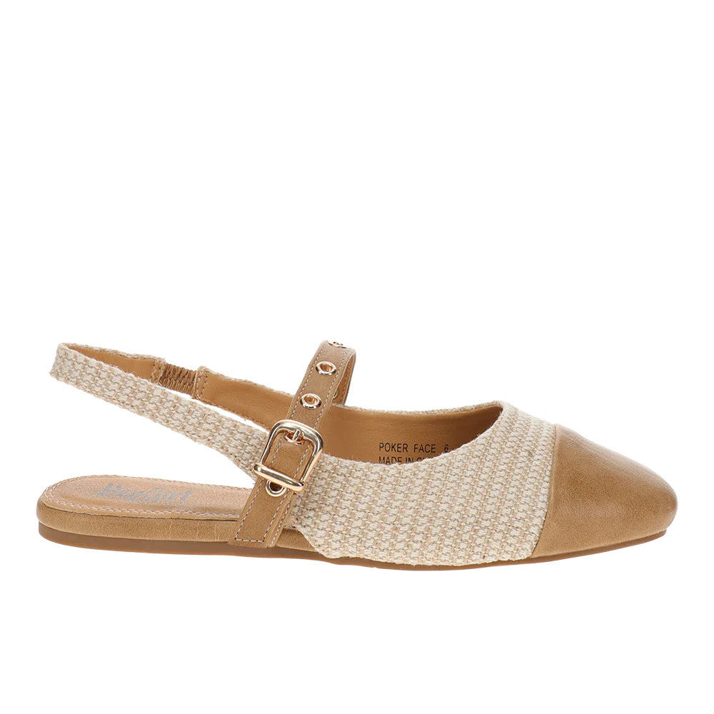 Poker Face Sling Back Flats Raffia By Corkys