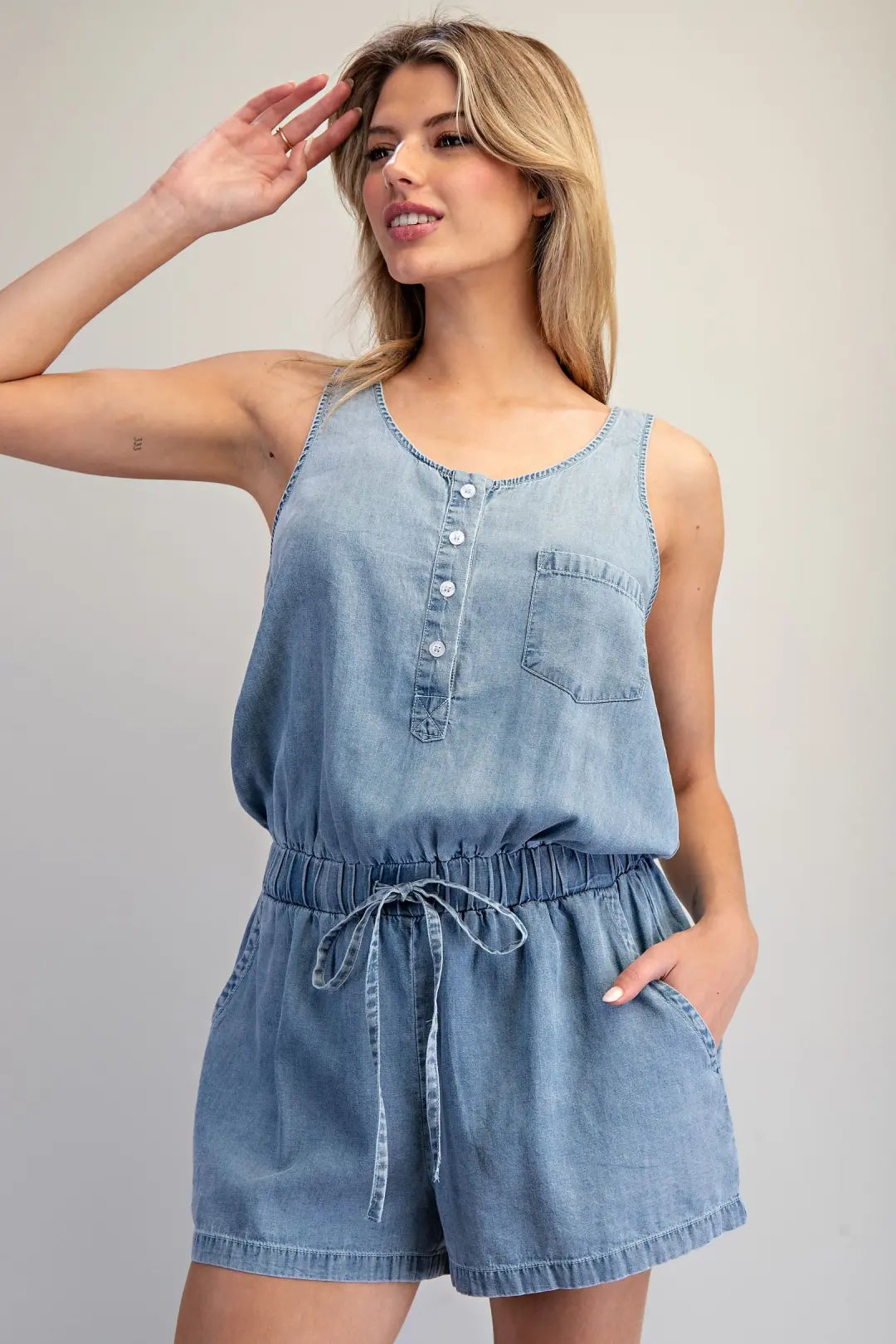 Dusty Trail Denim Romper By Eesome