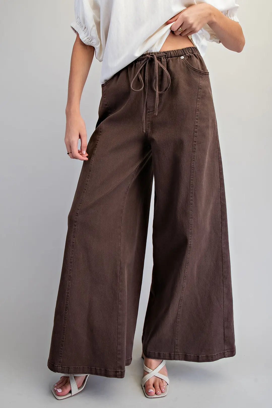 Cocoa Drift Mineral Washed Wide Leg Pants