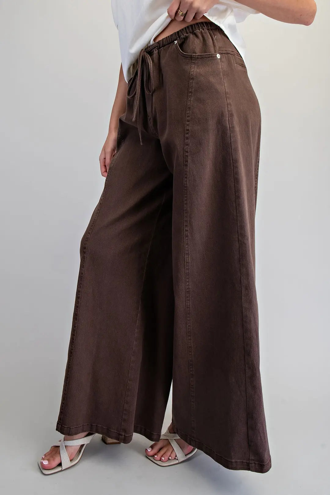 Cocoa Drift Mineral Washed Wide Leg Pants