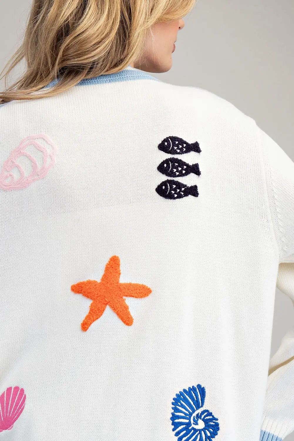 Mermaid Cove Embroidered Cardigan By Eesome