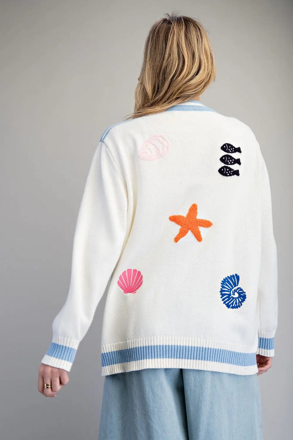Mermaid Cove Embroidered Cardigan By Eesome