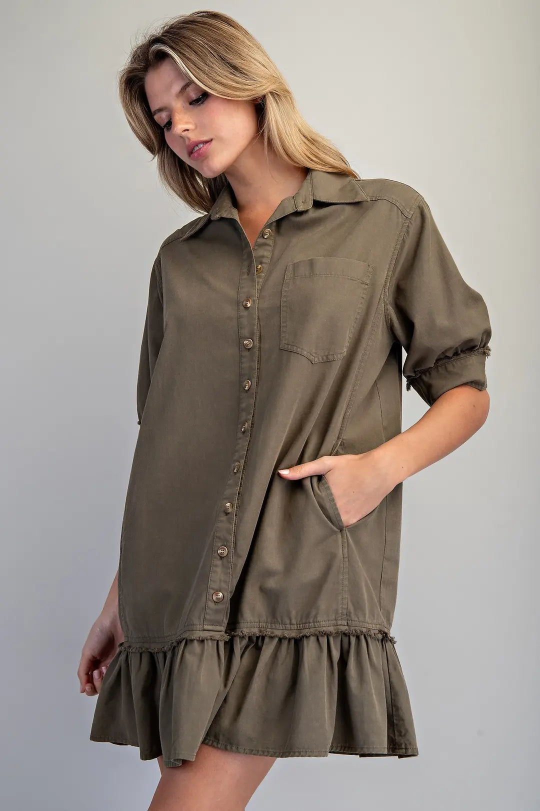 Olive After Hours Ruffle Dress By EESOME