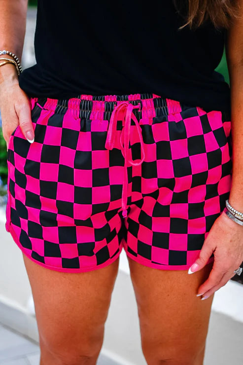 Pink And Black Checkered Everyday Shorts By Jess Lea