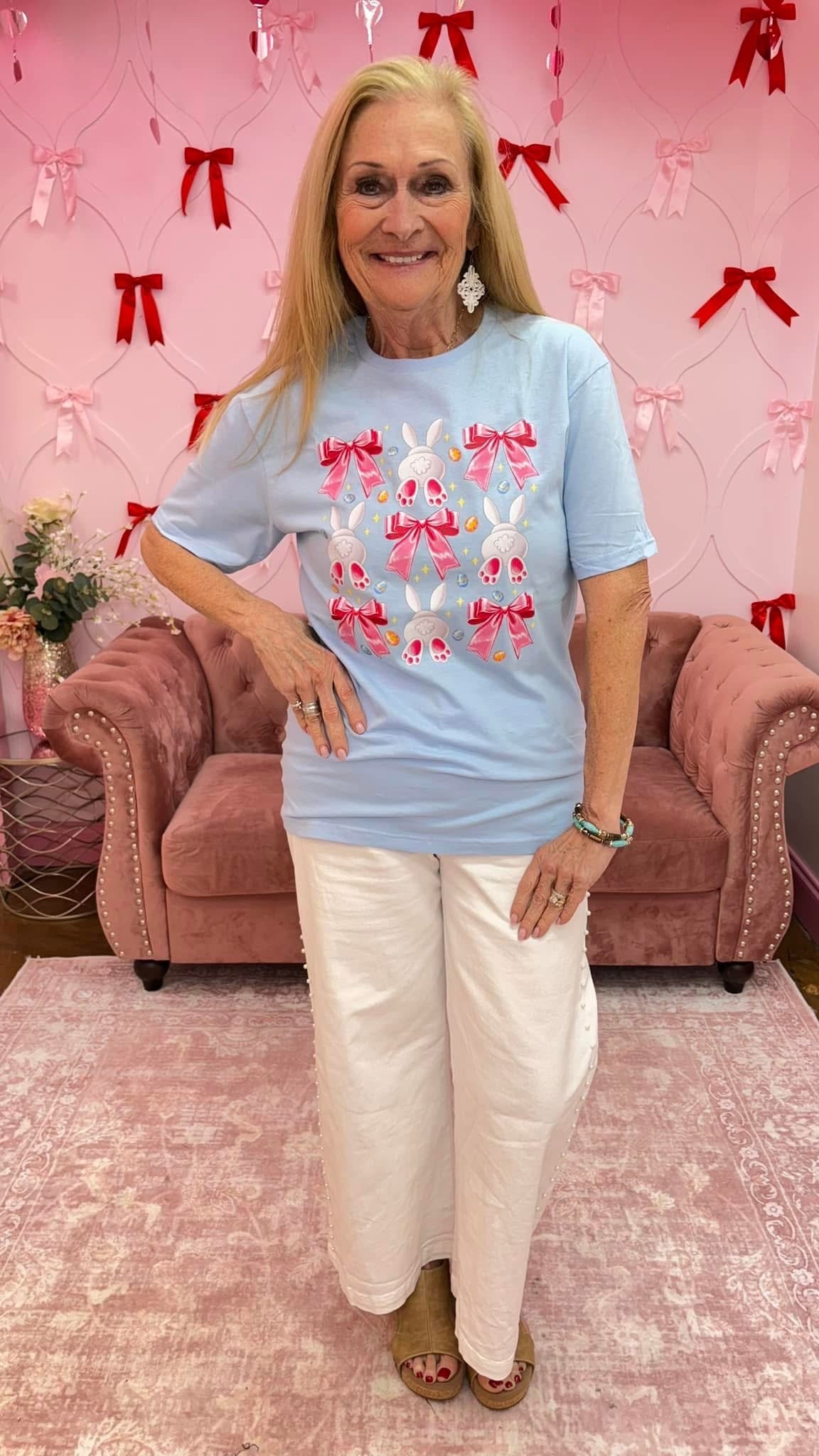 Coquette Bunny Bows and Eggs Graphic Tee