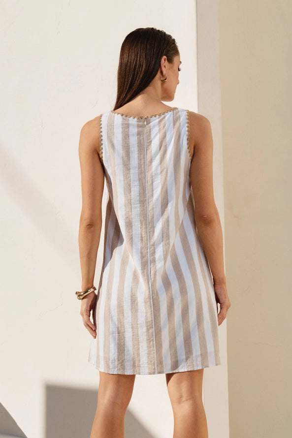 Sweet Escape Whipstitch Striped Mini Dress