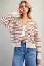 Red and tan stripe cardigan with button detailing 