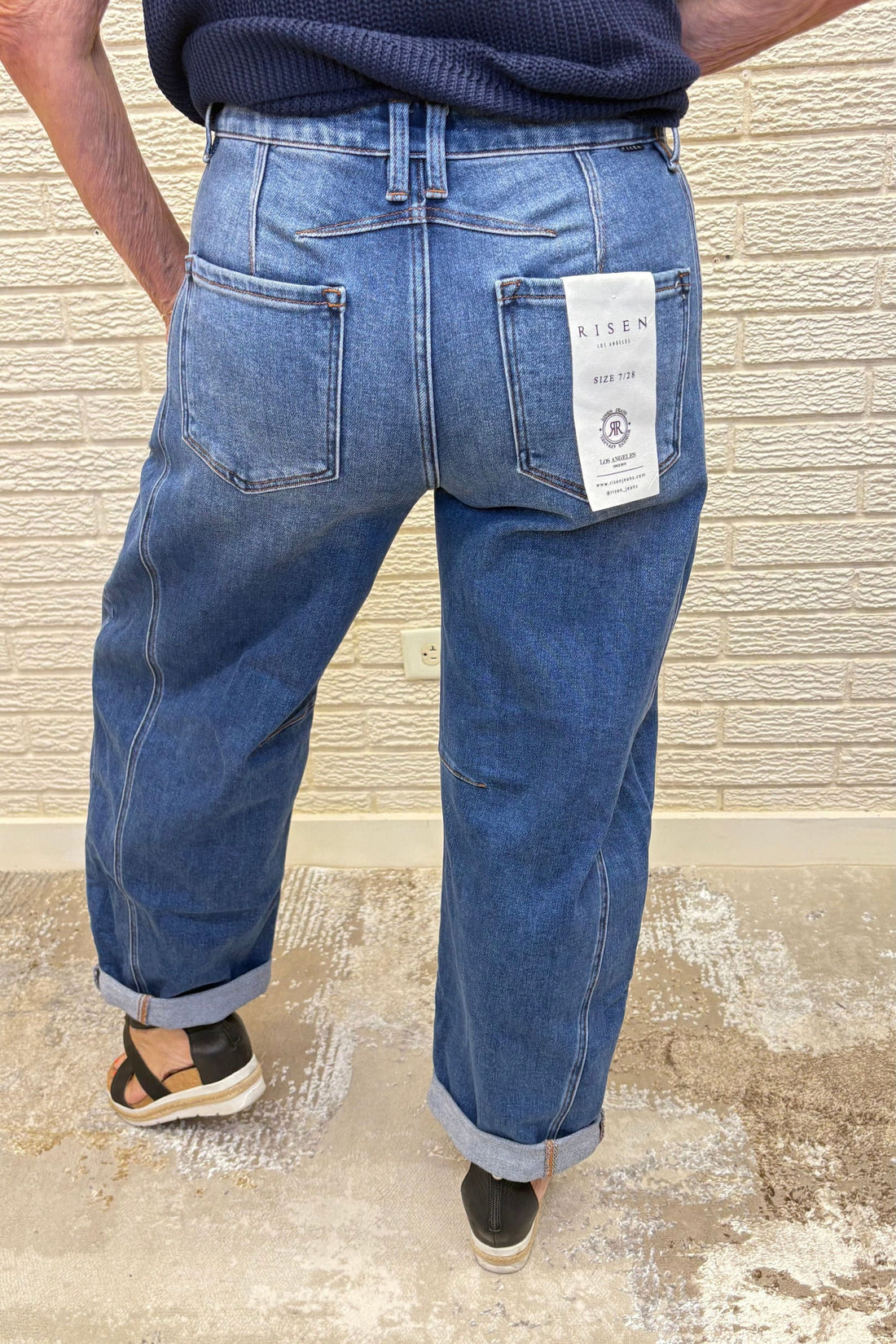 High Rise Boyfriend Cuffed Barrel Jeans By Risen