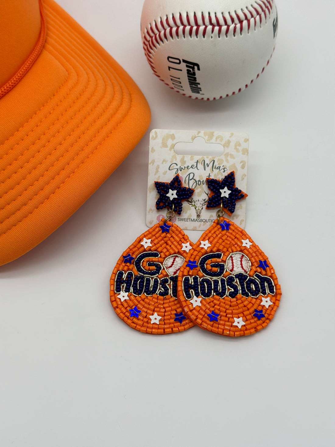 H-town Baseball Team Go stros Earrings