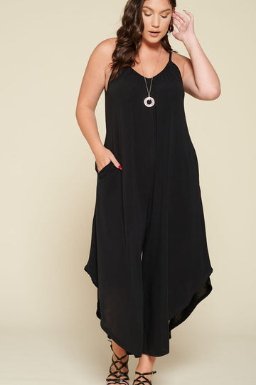 Solid French Terry Wide Leg Jumpsuit