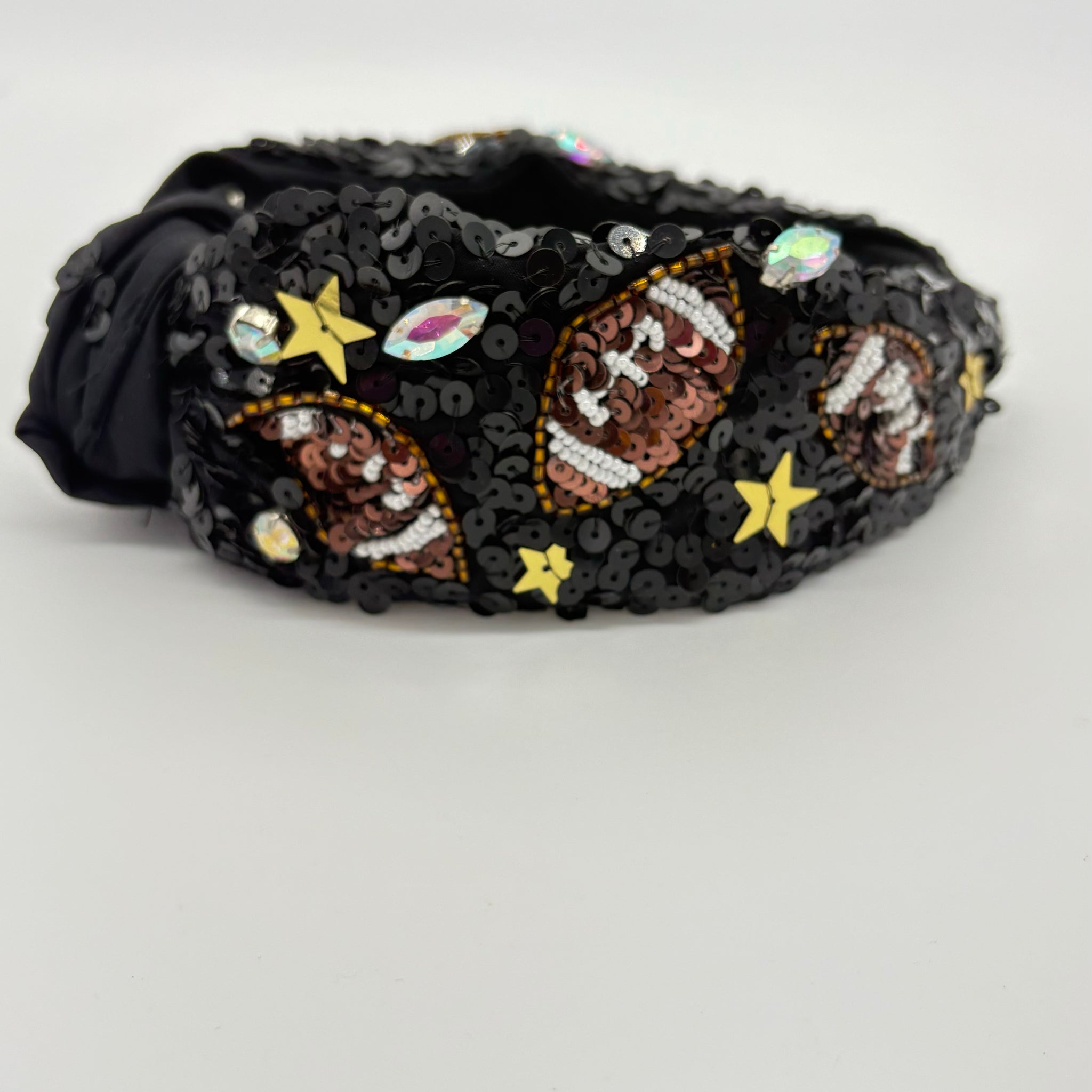 Black Football Sequin Headband