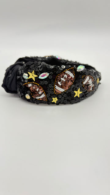 Black Football Sequin Headband