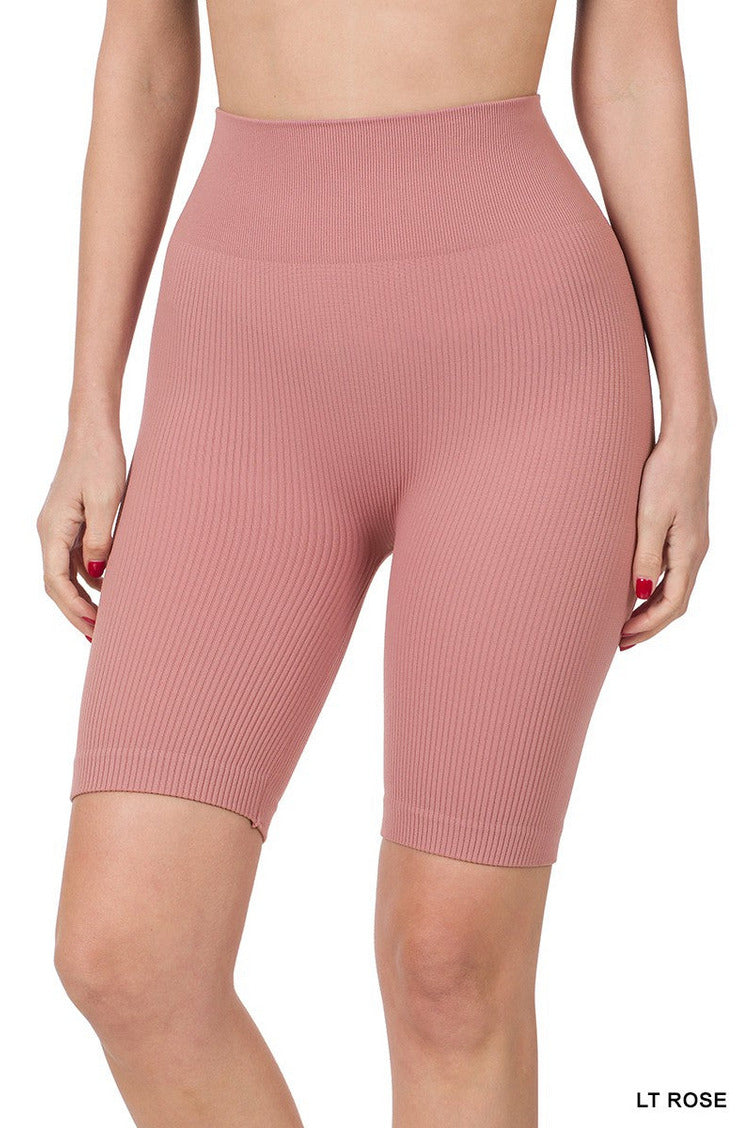 Seamless Ribbed High Waist Biker Shorts