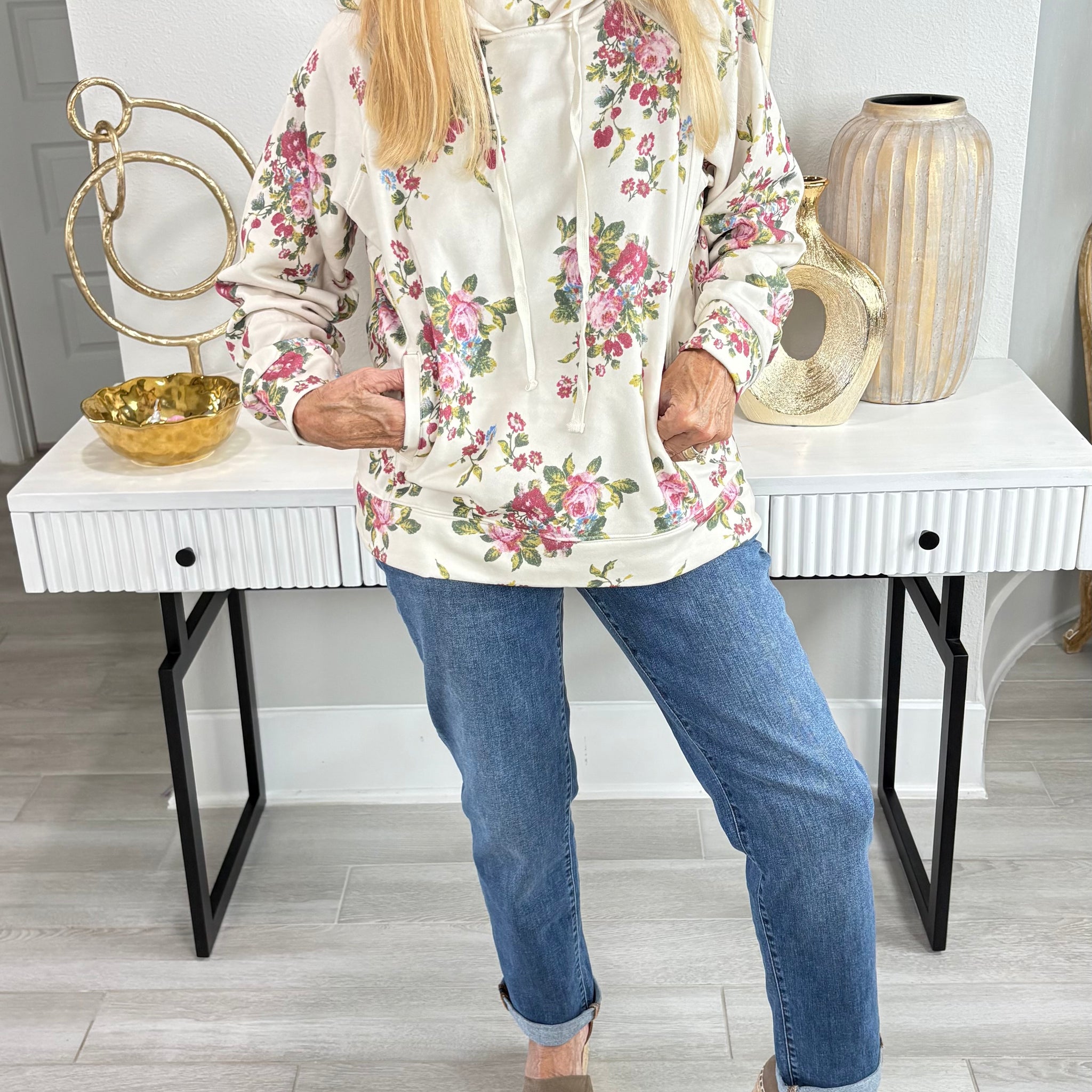 Vintage Printed French Terry Hoodie By Veveret