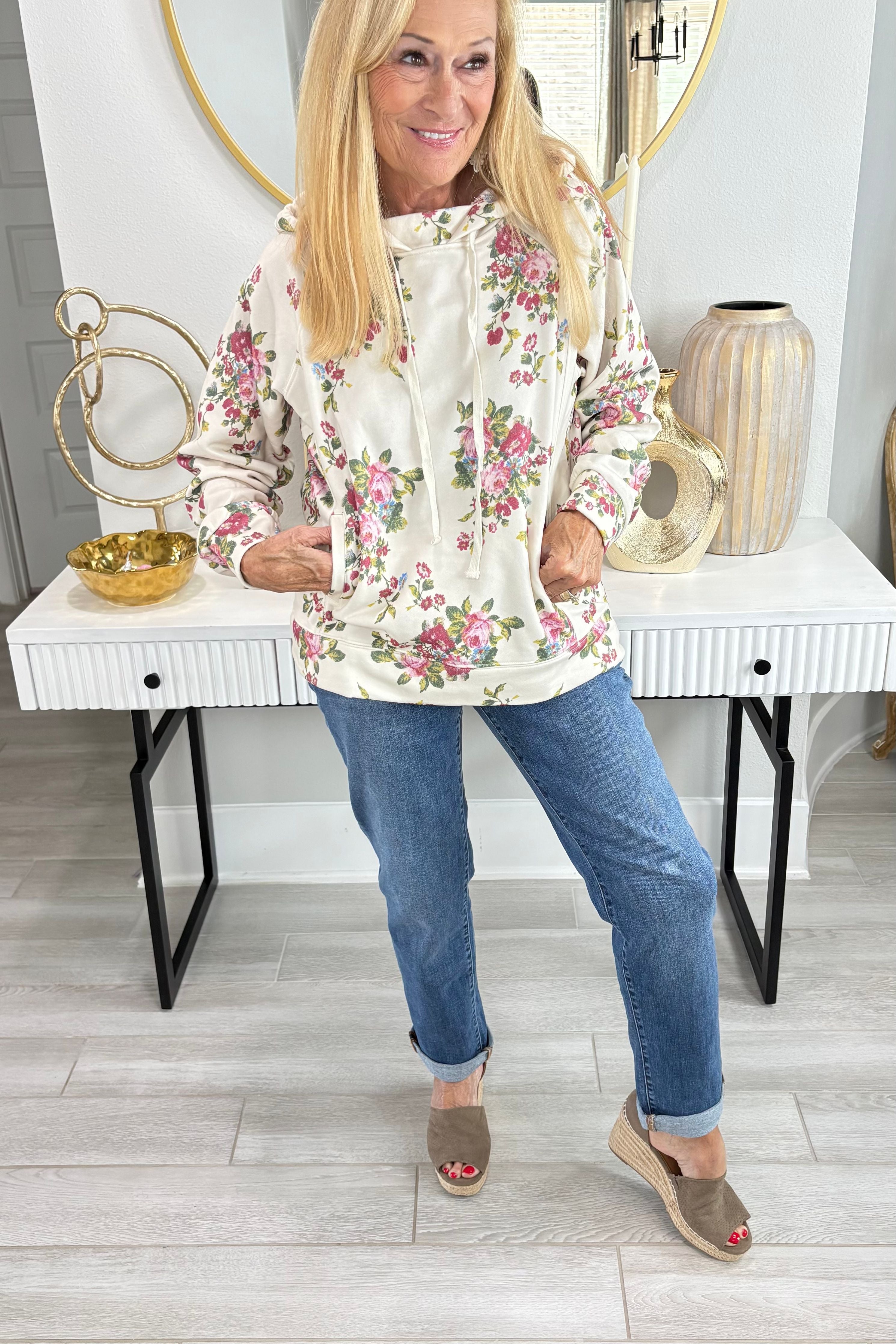 Vintage Printed French Terry Hoodie By Veveret