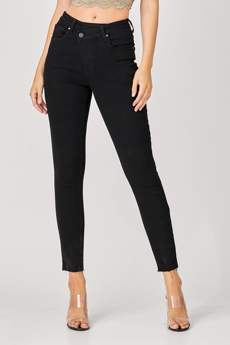 High Rise Crossover Loose Ankle Skinny by Risen