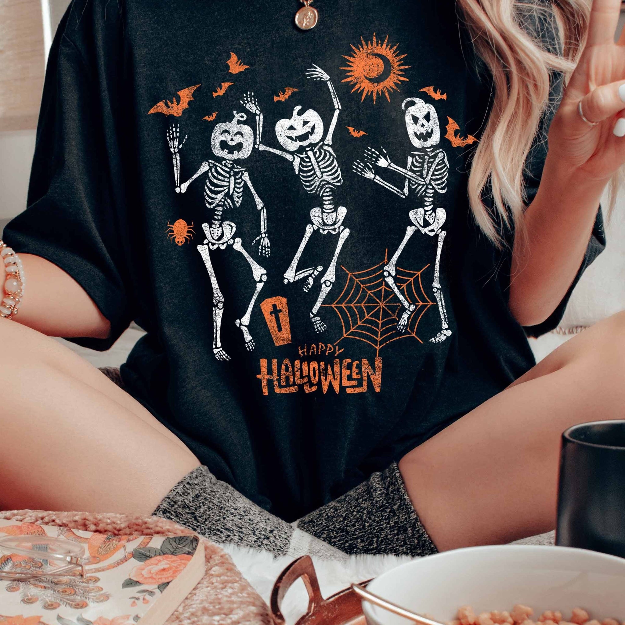 Happy Halloween Skeleton Graphic Tee