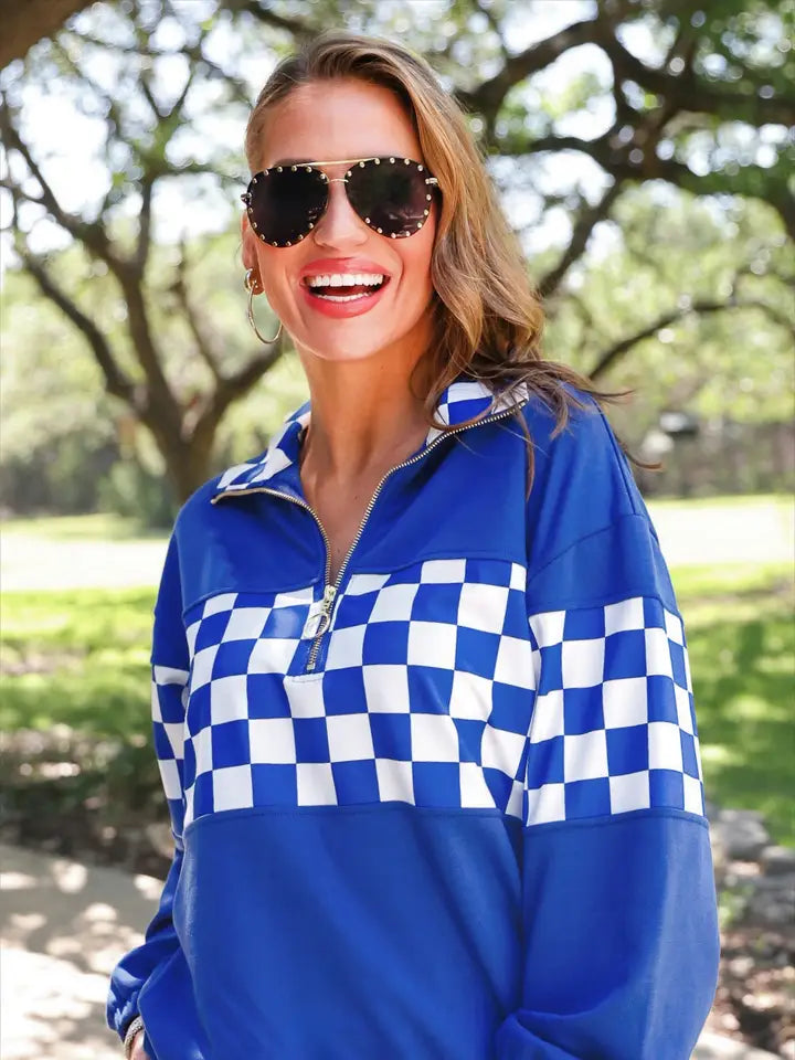 Victory Lap Checkered Pullover By Jess Lea