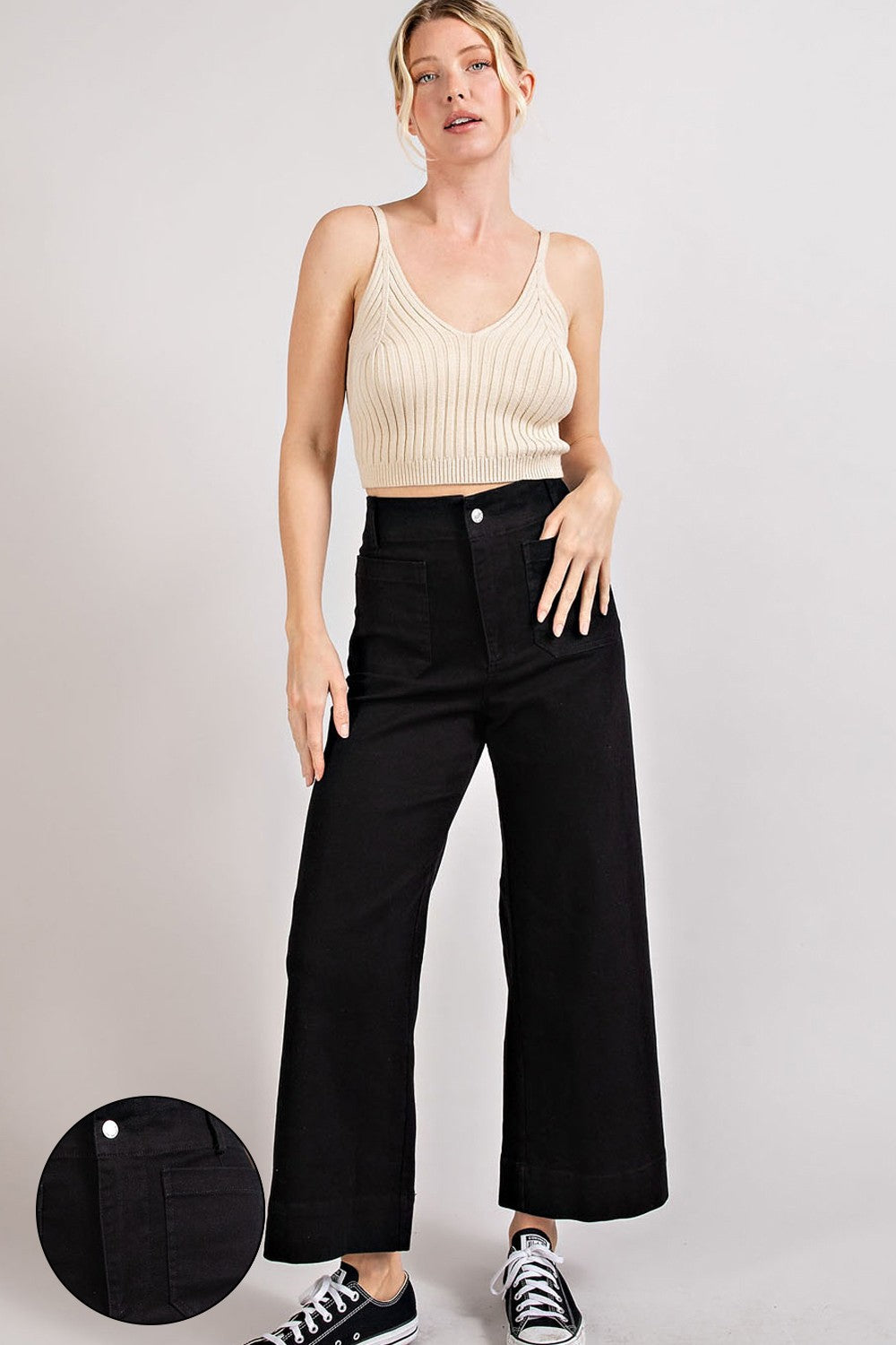 Plus Size Soft Washed Wide Leg Pants By Eesome