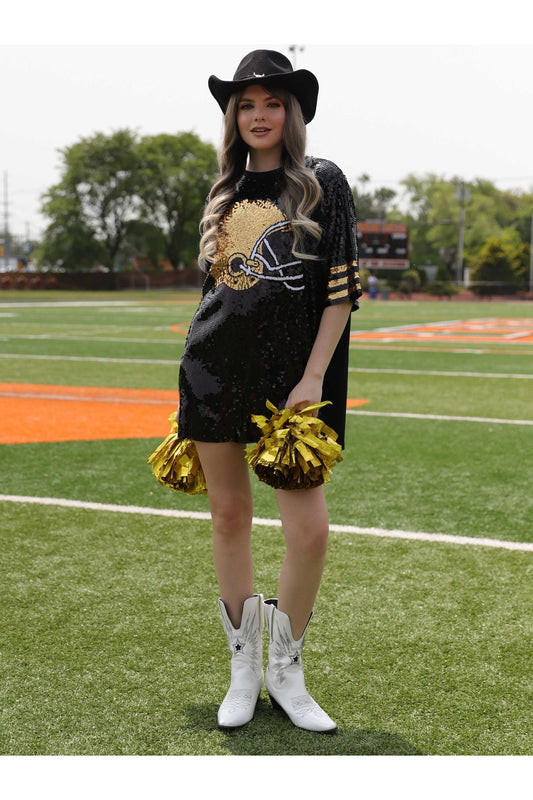 PREORDER* Houston Astros Sequin Dress Tunic - Neon Orange