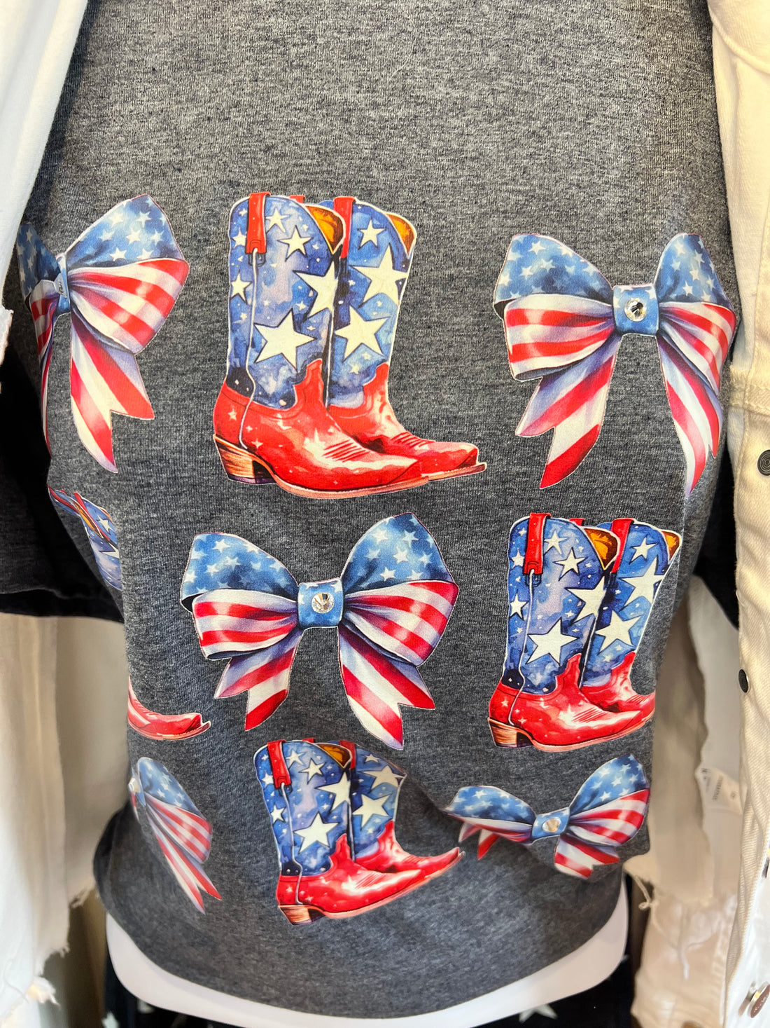 Boots and 4th of July Bows Graphic Tee