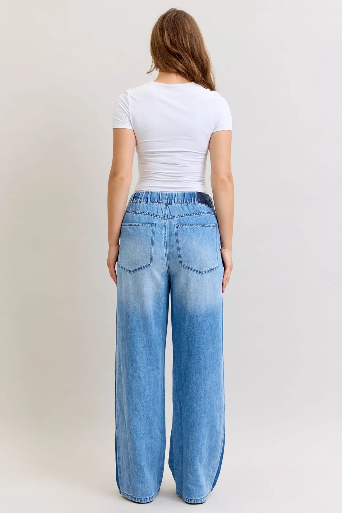 Judy Blue High Waist Wilhemina Elastic Waistband & Side Panel Denim Jeans 881005