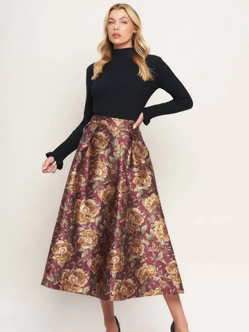 A Printed Woven Full Midi Skirt By Flying Tomato