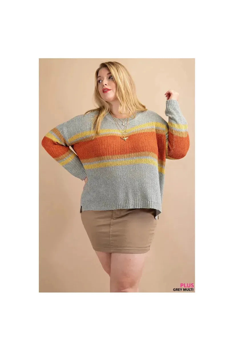 Soft Thread Waffle Pattern Sweater Curvy