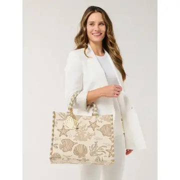Coastal Jacquard Tote By Shiraleah
