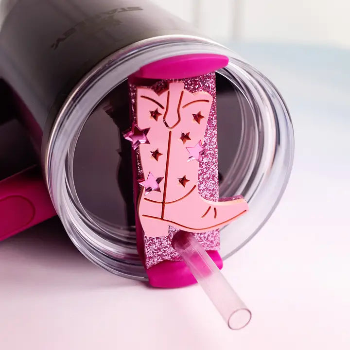 Pink Boot Tumbler Topper