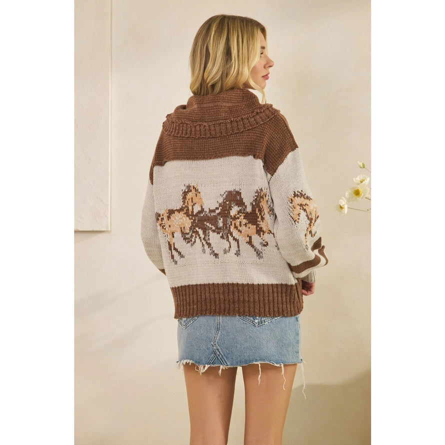Sweater with Horse Print By Veveret