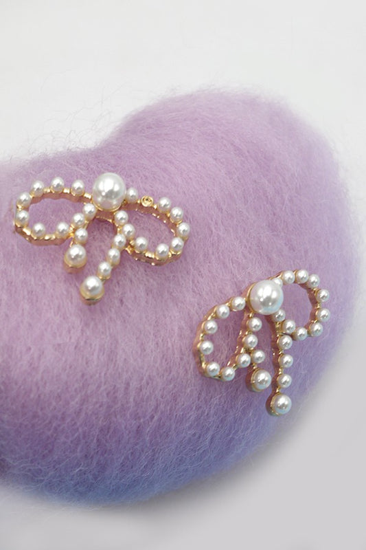 Elegant Pearl Bow Stud Earrings