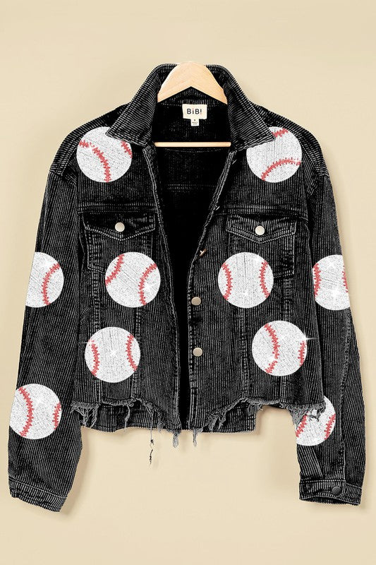 Baseball Patch Vintage Washed Corduroy Jacket