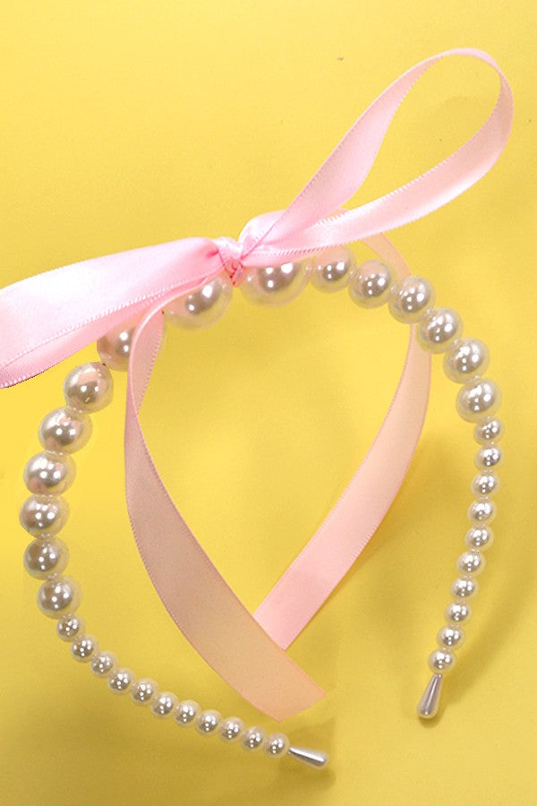 Chic Pearl Ribbon Bow Headband