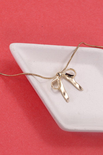 Bow Ribbon Snake Chain Necklace