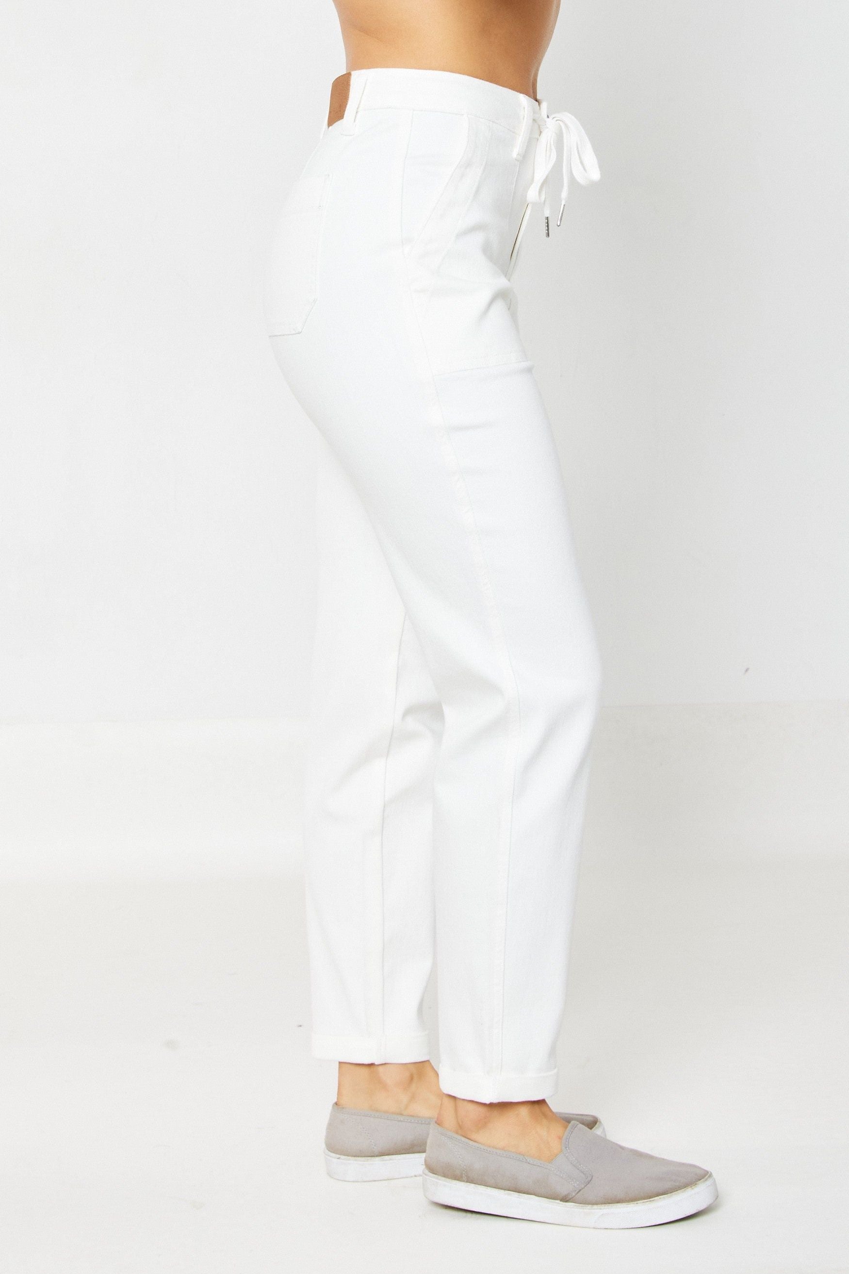Judy Blue High Waist Garment Dyed White Cuffed Jogger 88812