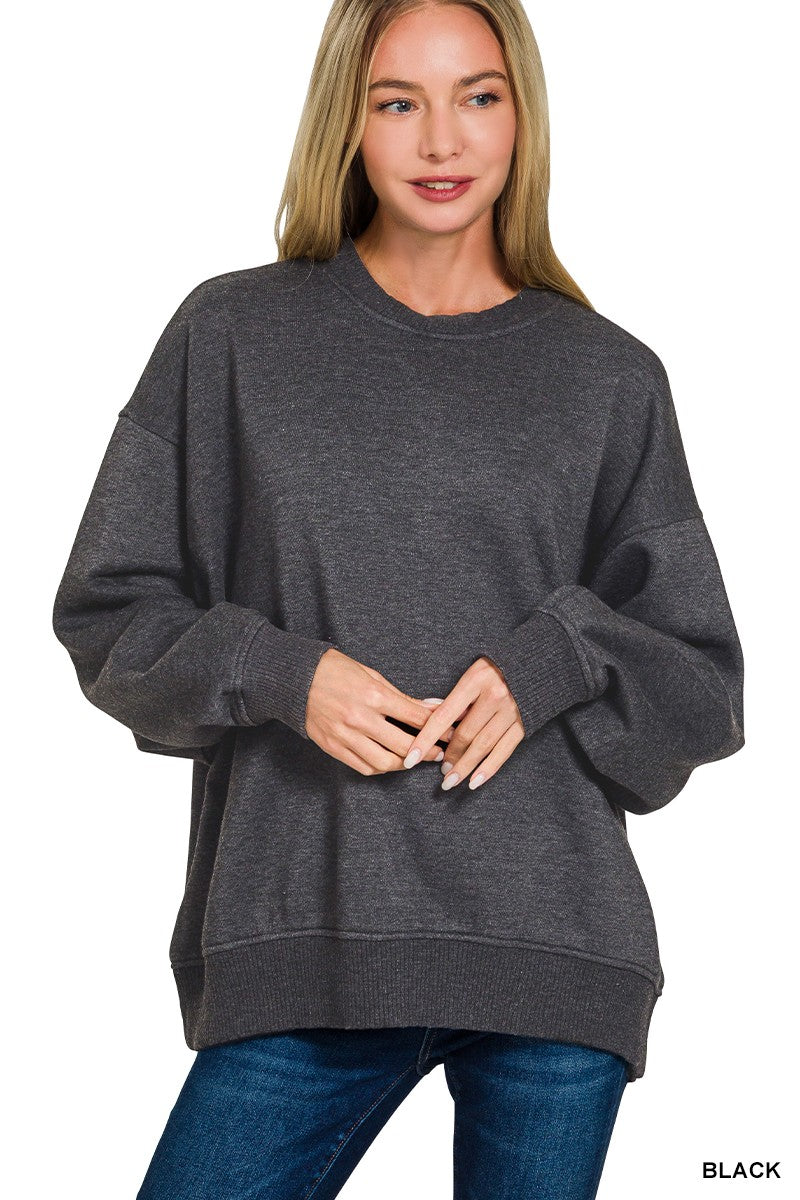 Acid Wash Oversized Fleece Pullover